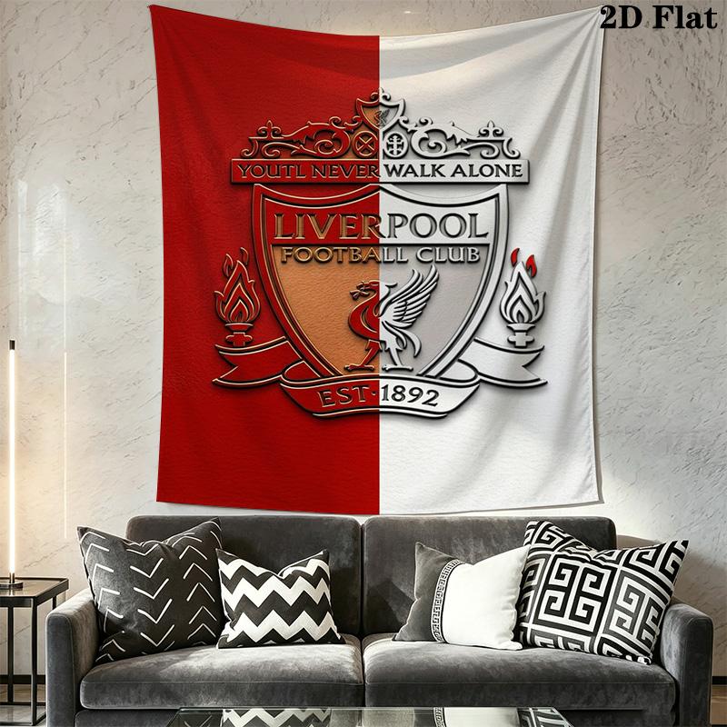 Liverpool Football Club Crest Print Tapestry Background Cloth Fashion Print Work Of Art Wall Covering Decoration Soft