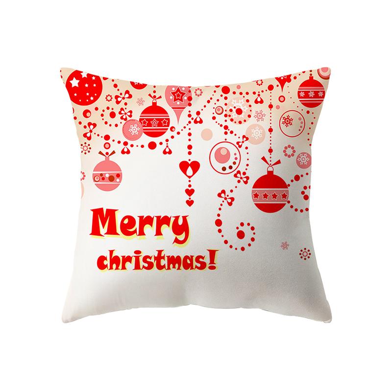 Christmas Theme Cute Elk Print Pattern Cushion Cover Home Living Room Sofa Decoration Square Polyester Pillow Pillow Cover