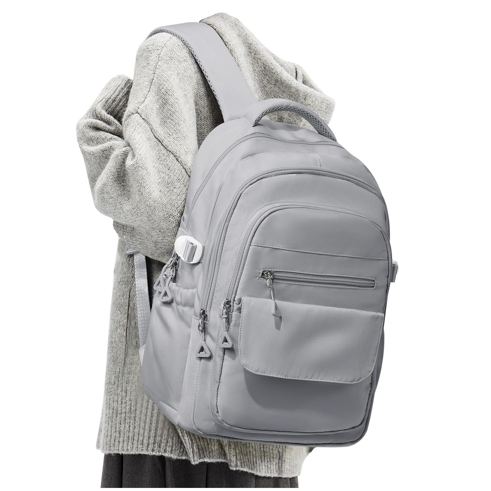 

Elegant White Japanese-Style Backpack for School Girls Boys Travel Backpack Laptop Backpack Casual Daypack, Bags for Travel серый