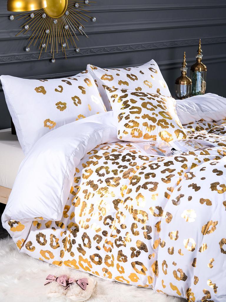 Animal Leopard Duvet Cover Cheetah Print Bedding Set Cotton Soft Quilt Cover Gold Comforter Cover Duvet Cover Pillowcases