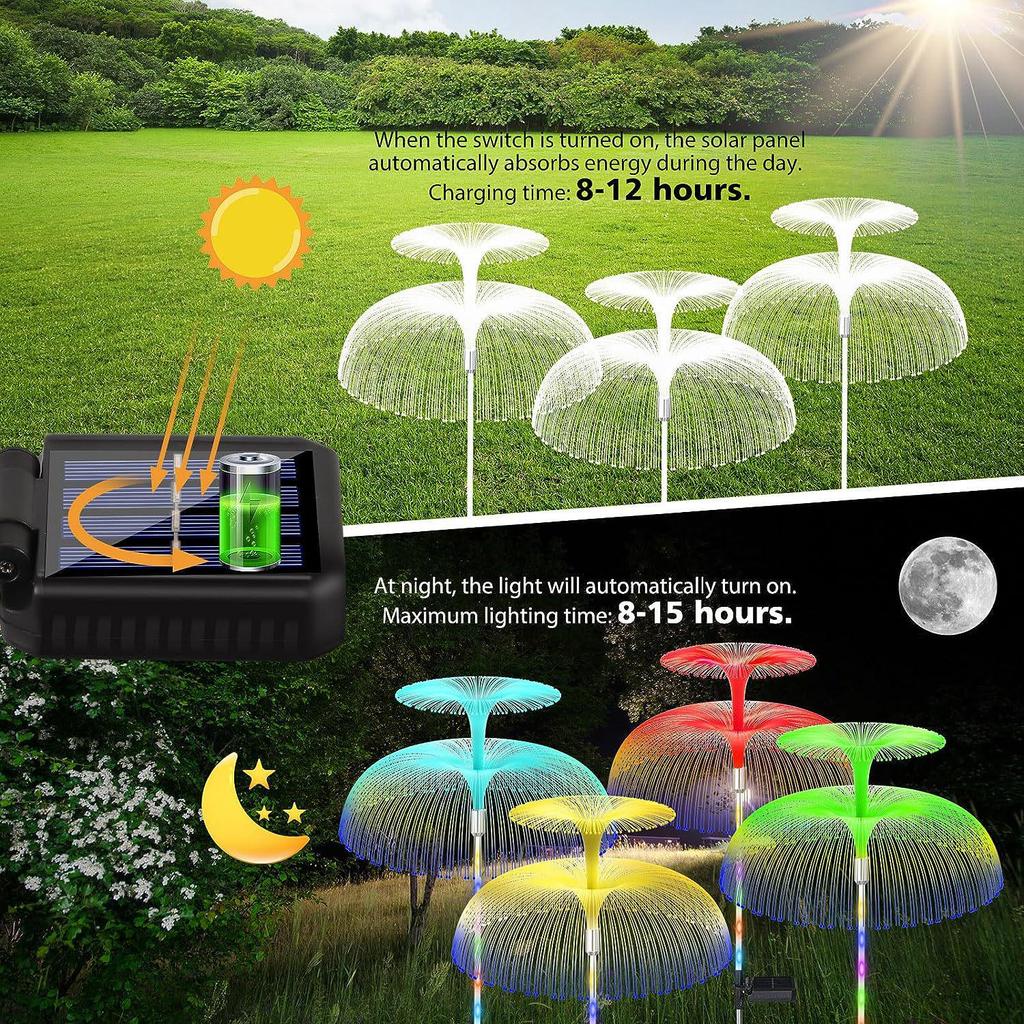 Waterproof Solar Jellyfish Reed Lawn Lamp - Outdoor Luminous Decoration