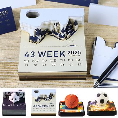 2025 Time Piece Calendar Creative Desk Calendar Paper Carving Art Memo Pad Notepad Housewarming Gift Desktop Decoration