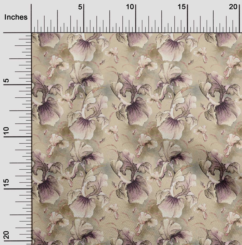 oneOone Bavlněná flex látka, zaprášená tyrkysová zelená, květinový vzor, ​​​​potisk látky na oblečení, látka na prošívání, 40 palců (metry)