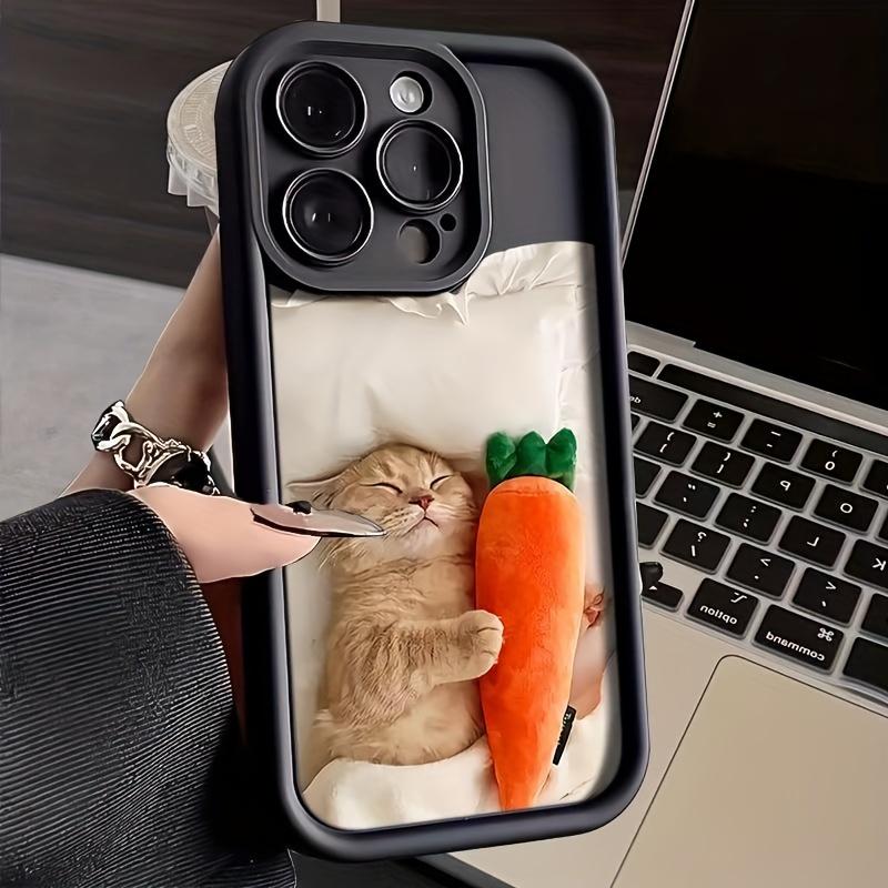Cute rabbit and carrot patterned phone case for iPhone 16 15 14 13 12 11 Pro/ Max/Plus shock-proof back cover anti-fingerprint