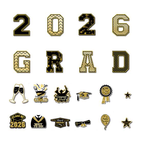 

2026 Graduation Magnetic Car Decals Waterproof Graduation Car Magnets Fade-Resistant Reusable Party Decor for Vehicles Fridge золотистий