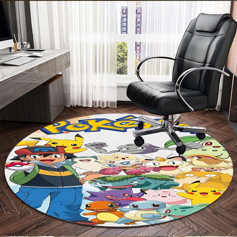 Pokemon Print Round Rug, Washable Floor Carpet, For Entryway Dorm Laundry Room Office Study, Home Decor Birthday Christmas Gift