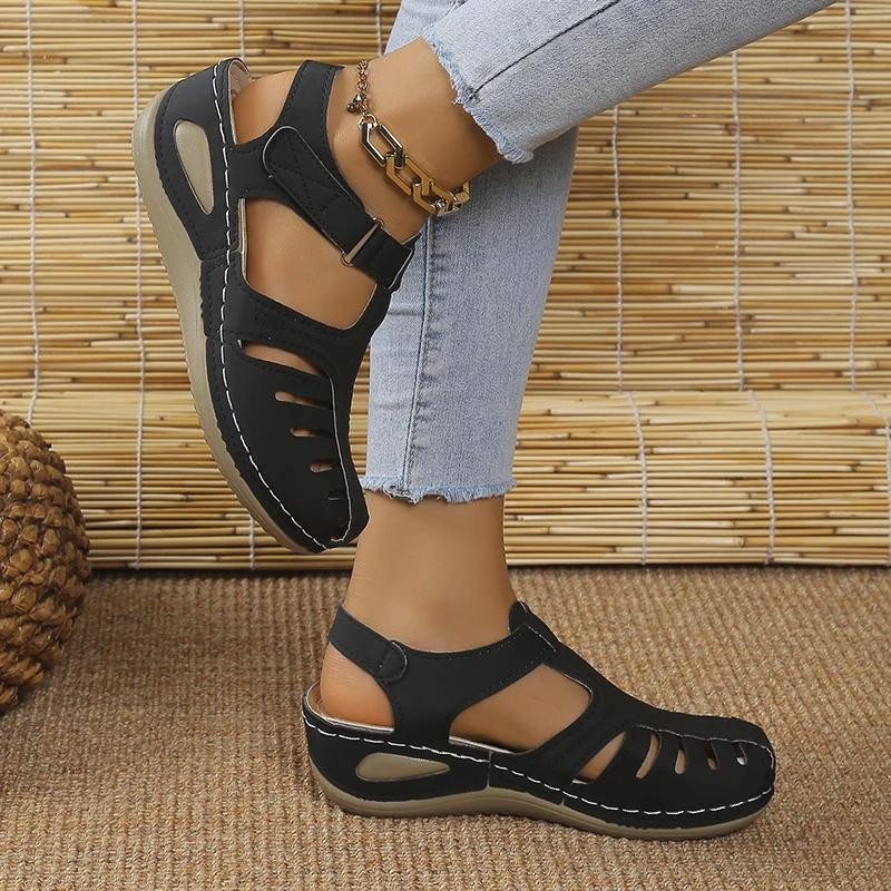 New Summer Women Wedge Sandals Premium Orthopedic Open Toe Sandals Vintage Anti-slip Leather Casual Female Platform Retro Shoes