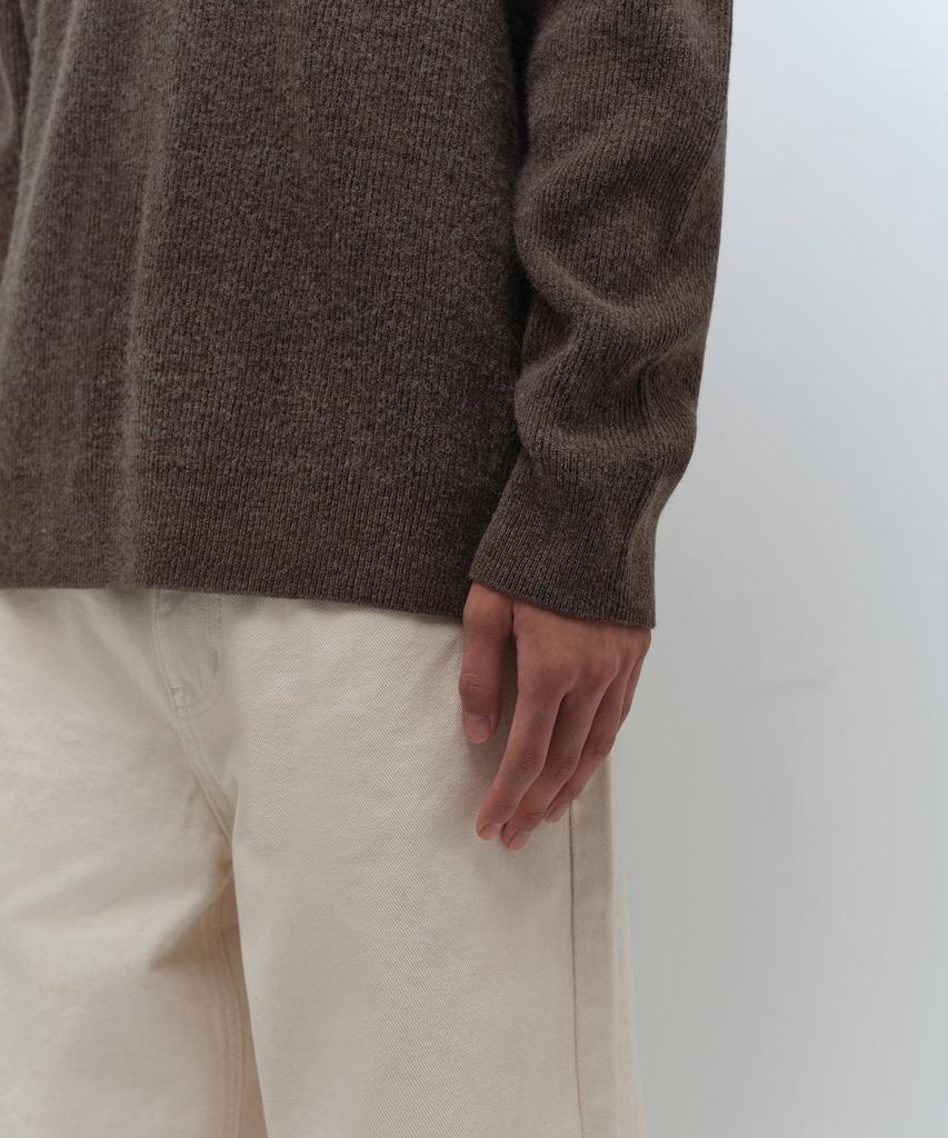 MUSINSA STANDARD [Victoria Wool] Minimal Ribbed V-Neck Knit [Brown]
