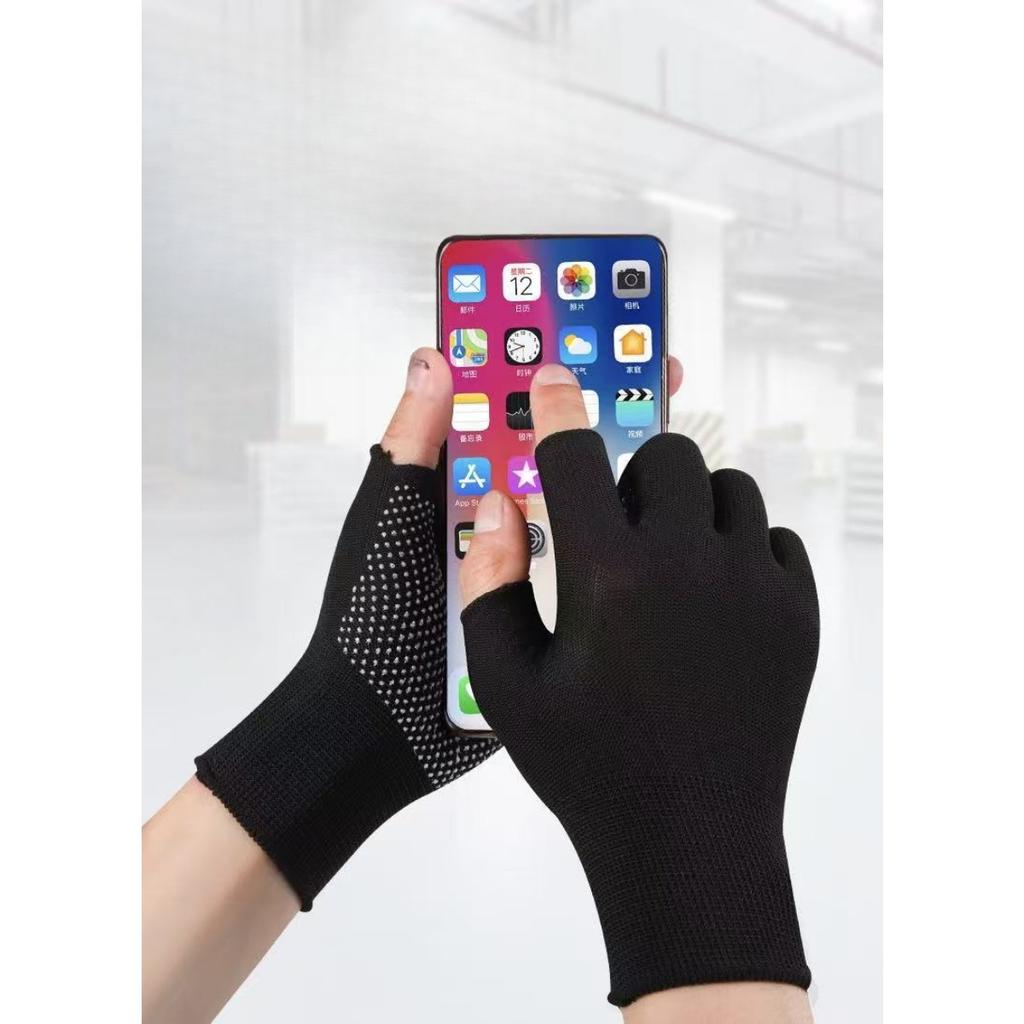 Labor Gloves, Nylon, Anti Slip Latex, Half Finger Gloves, Construction Site, Work, Packaging, Warm, Soft, Breathable, Sunscreen Gloves