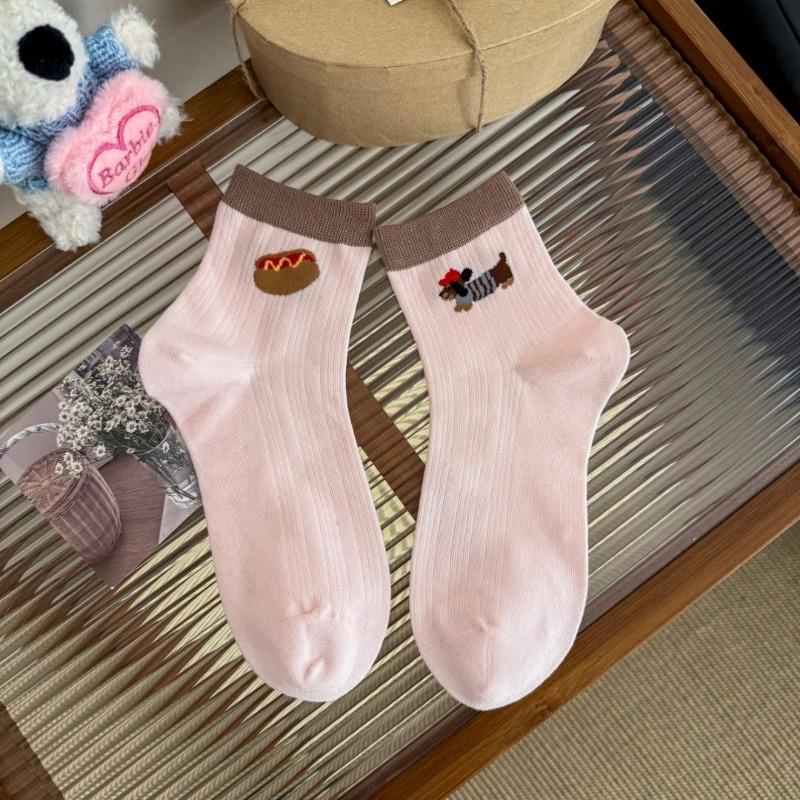Female Summer Light and Thin Tie In Lovely Sweaty Breathable Cartoon Short Cotton Socks