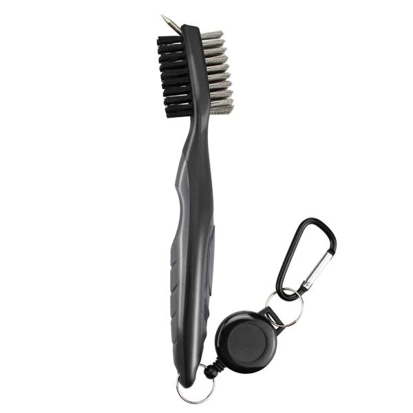 

Щетка для чистки канавок для гольф-клюшек, 2 фута, выдвижной алюминиевый карабин, легкий, стильный, легко крепится к сумке для гольфа, новый чёрный