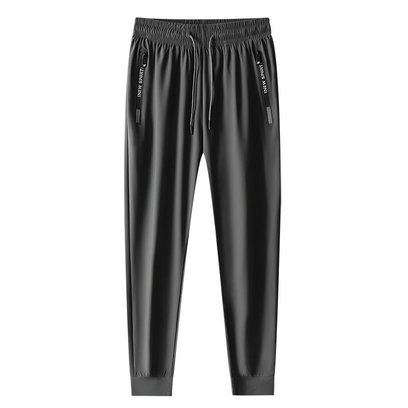 Men's Plus Size Quick-Dry Ice Silk Joggers - High Elasticity, Straight Leg, Sun Protection.