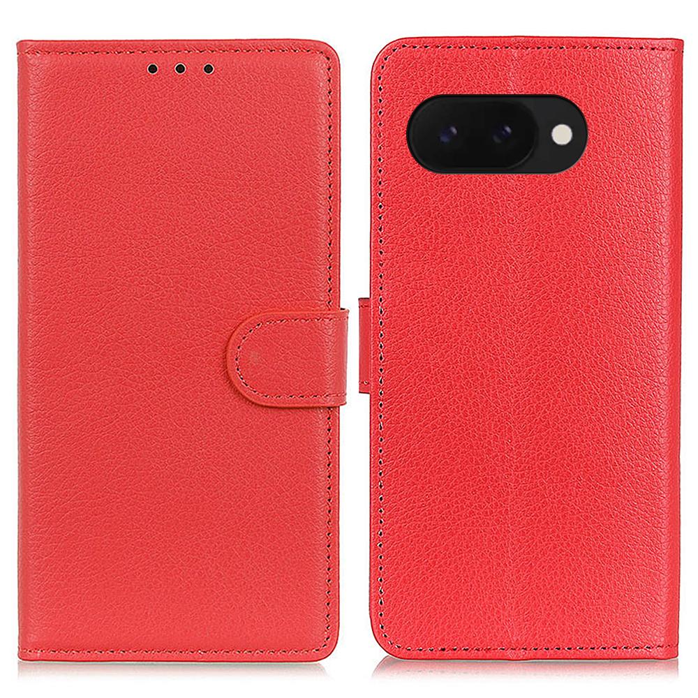 

Для Google Pixel 9a Чохол-гаманець Шкіряний чохол для телефону з PU шкіри Текстура лічі Red