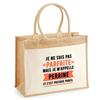 Beach Bag - PLANETEE - Perrine Parfaite - Beige Cotton - Printed Humorous Pocket - Sturdy Handles