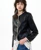 B Quiet Cropped Faux Leather Jacket_Black Ivory