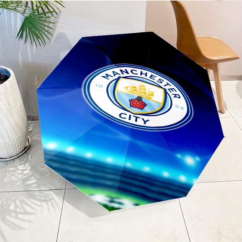 Automatyczny parasol z nadrukiem City Football Club, 8-żebrowy, do podróży, na kemping, parasol codzienny, niezbędny prezent dla rodziny i przyjaciół