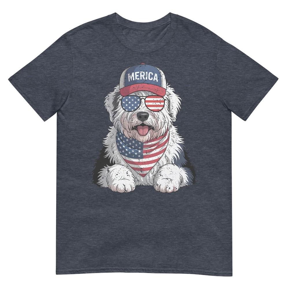 Old English Sheepdog 4th Of July Us American Flag Patriotic Tshirt