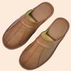 Genuine Cow Leather Slippers Homes in Indoor Slipper Spring Autumn Summer Men Women Elderly Non-slip Casual Single Slides Shoes