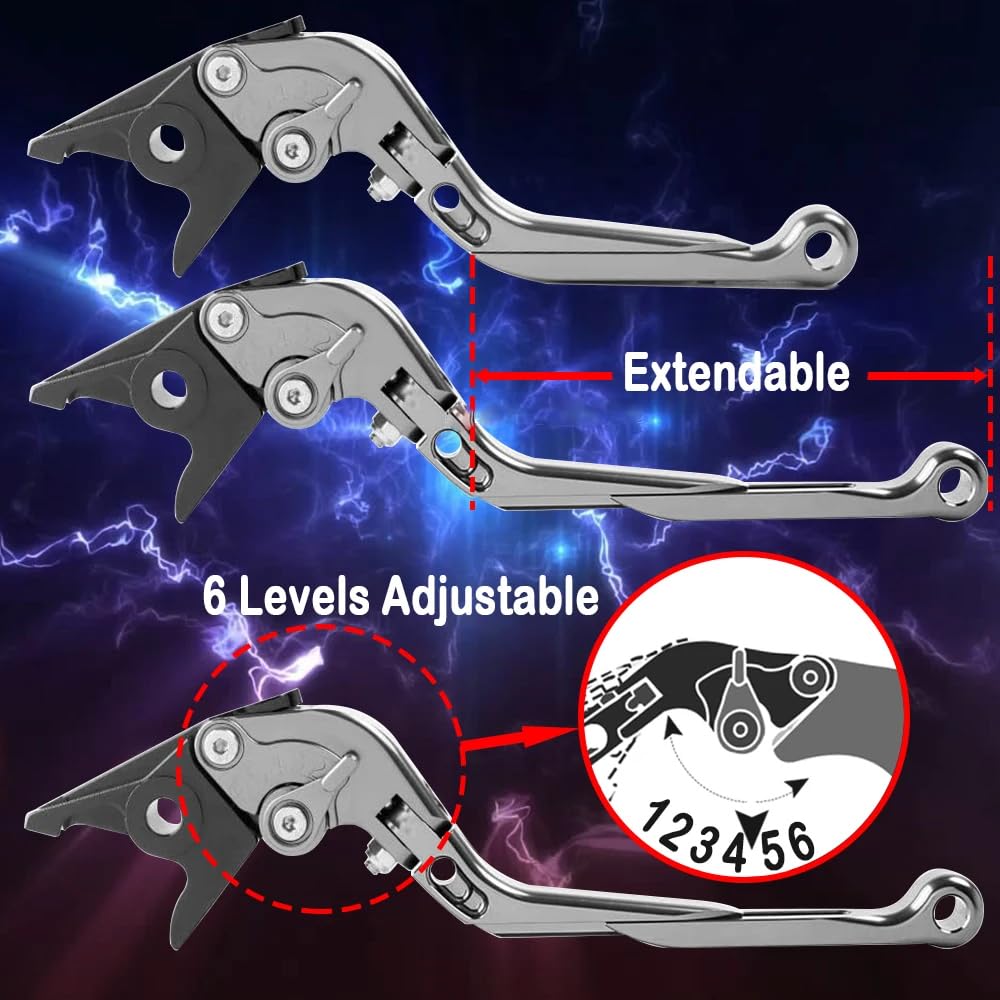 MAORANG FÜR X350 2023-2024 Motorrad-Bremszubehör CNC Verstellbare Erweiterbare Klappbare Brems-Kupplungshebel x350 Motorradzubehör (Schwarz)