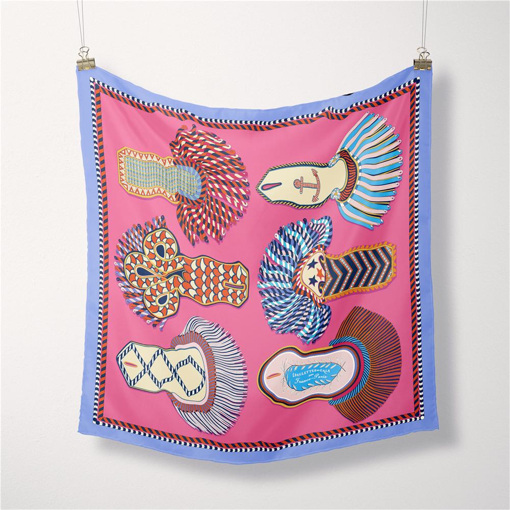 Silk Scarf Women Rope Print Square Scarves Wraps Bandana Small Hijab Foulards Lady Tie Headband Neckerchief 53CM