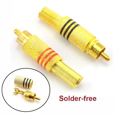 Gold Plated RCA Connector Plug Audio Male Connector Solder-free RCA Male To Cabling