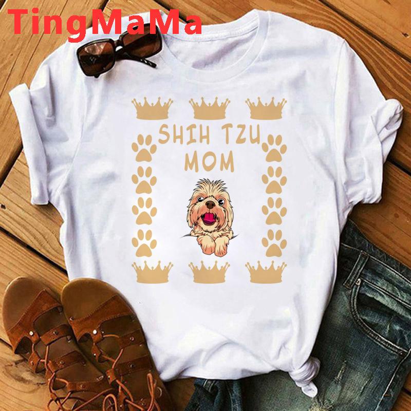 Maminka Tričko Ženy Harajuku Letní topy Kreslený Shih Tzu Grafika Trička Kawaii Módní Unisex topy