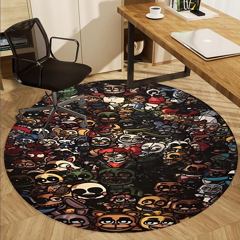 Five Nights at Freddy's Pattern Round Rug, Indoor/Outdoor Mat, for Picnic, Gameroom, Bedroom, Office, Living Room, Home Decor Carpet, Birthday Gift