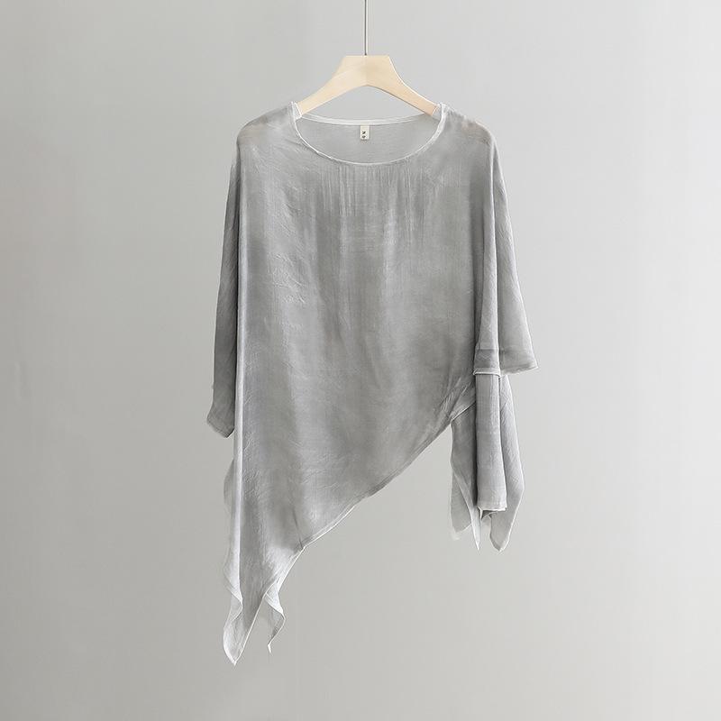 Women's Summer 2025 Irregular Hem Loose Fit Sunscreen T-Shirt