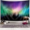 Aurora Borealis Tapestry, Purple Green Northern Lights Aurora Borealis Misty Forest Tapestry Northern Lights Tapestry, Northern