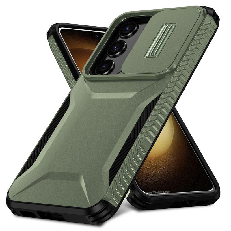 

Ударопрочный чехол для Samsung Galaxy S25 S24Ultra S24FE S24Plus S23Ultra S23FE S23 S22 Защита камеры со сдвижной крышкой Жесткий чехол Galaxy S24 зелёный