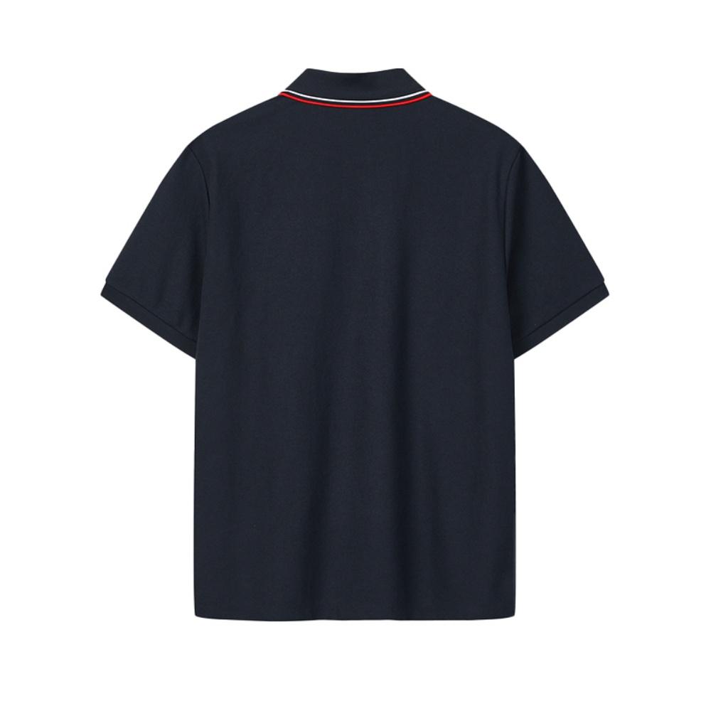 FILA F.C. Fashion Classic Simple Retro Casual Comfortable Versatile Knitted Short Sleeve Polo Shirt Men tops Legendary-Blue F11M621102FNV