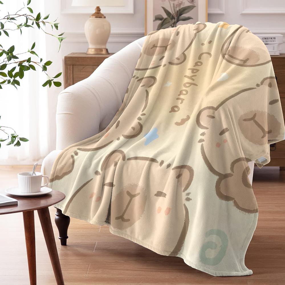 Capybara Cartoon Throw Soft Flannel AC Blanket Lightweight Summer Nap Throw Cozy  Blanket for Sofa Bed Travel Home 100cmx150cm