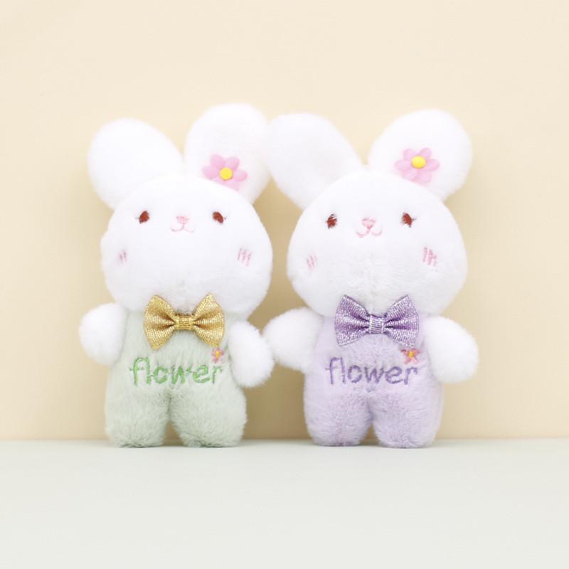 Adorable Plush Bunny Keychain With Bow Short Plush Rabbit Stuffed Animal 15cm