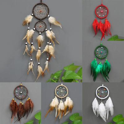 Good Wall Hanging Feather Home Decoration Retro Circular Vintage Feathers Dreamcatchers Dream Catcher 1PC Decoration For Car Popular