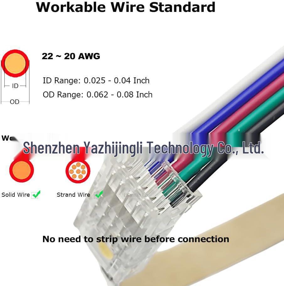 5-Pin RGBW LED Strip Solderless Clip Board for 10/12mm Strips, No Dark Spots, Pack of 10