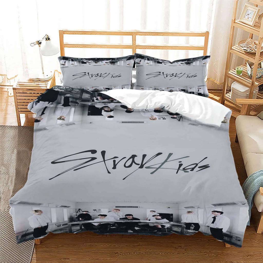Stray Kids Digitaldruck Bettwäsche-Set Dreiteilig 3D-Druck Dreiteiliges Set