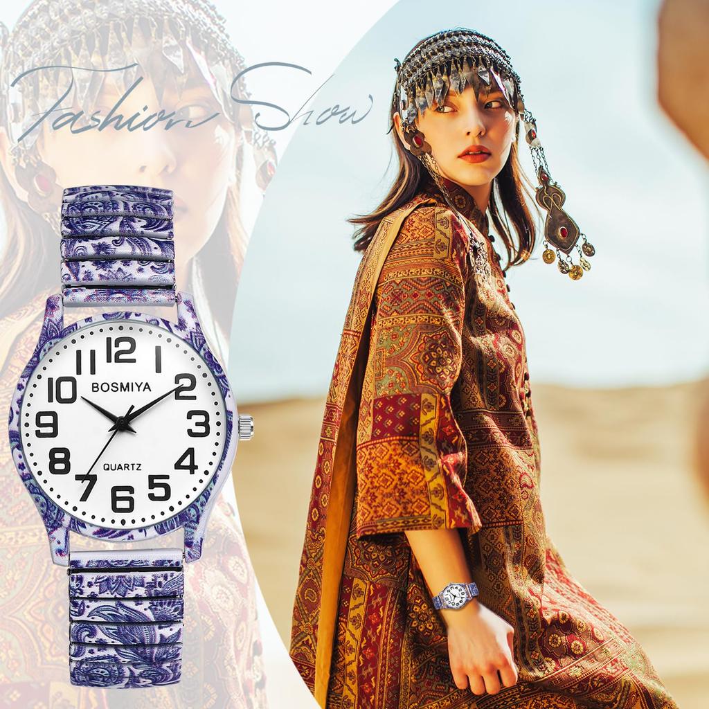 Cute One Size Fits Stylish Analog Stainless Steel Floral Quartz Fashion Accessory Perfect Gift for Bohemian-style Women's Watch, All Display, Band,
