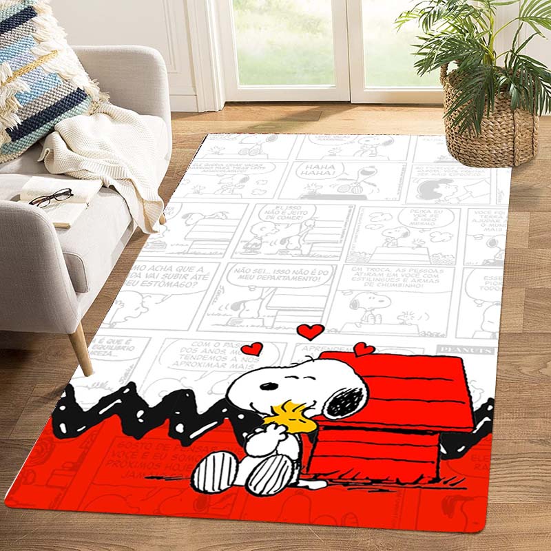 Cute Snoopy print decorative rug, perfect for home, bedroom, bedside, or office use, including swivel chairs.