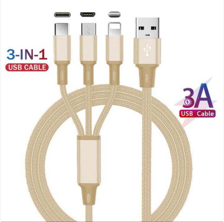 2025 3 In 1 Fast Cable for Mobile Phone Fast Charger MicroUSB Cable Type C Android Charger Cable for lPhoneThree Data Charge Cable