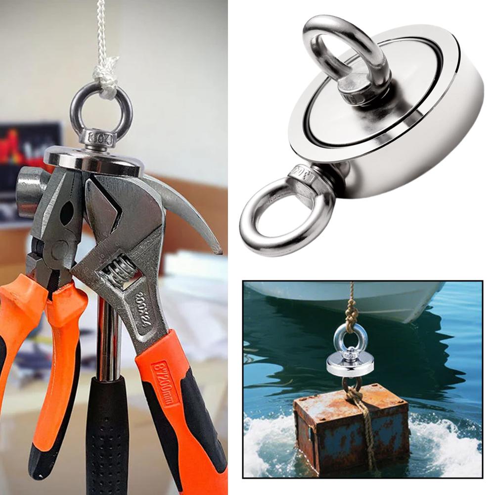 Double-Sided Magnet Fishing Kit With Case, Premium Fishing Magnet Kit For Retrieving Items In River, Lake, Beach, Lawn. S3P9