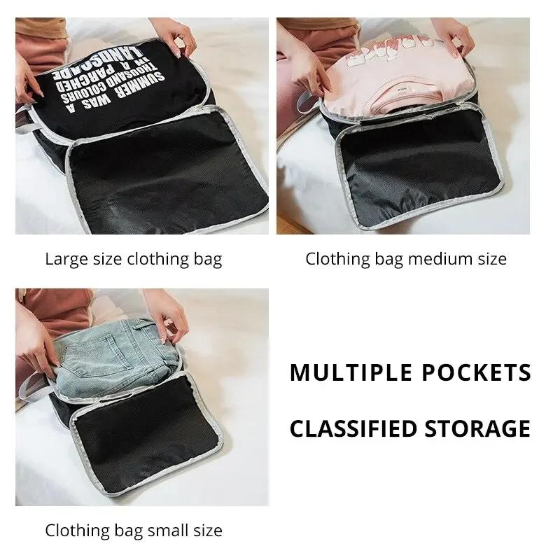 3 Piezas/set Negro/Azul/Gris Bolsa de Almacenamiento de Viaje Comprimible Portátil de Gran Capacidad Bolsa de Almacenamiento Cubos de Embalaje para Maleta/Equipaje