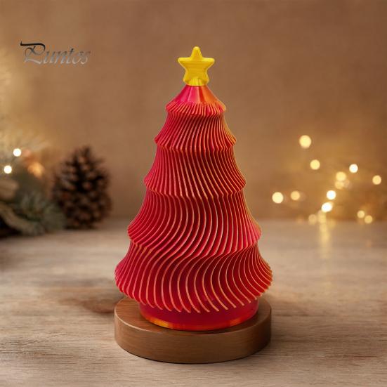 Travel Fidget Gadget 3D Printed Christmas Tree Toy, Lightweight Mini Desktop Ornament, Anxiety Relief Spinner Decompression Hand Toy for And