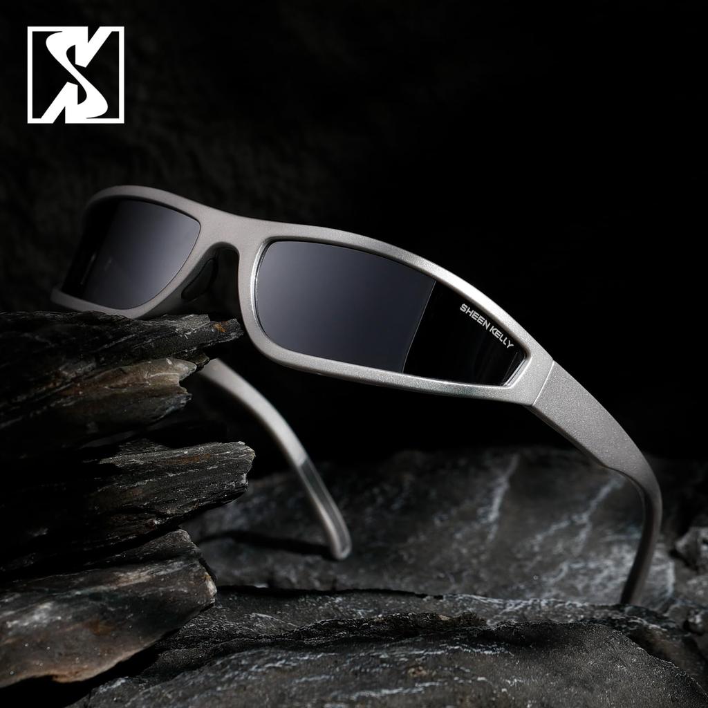 [SHEEN KELLY] Wrap-around Sport Sunglasses for Women and Men, Vintage Y2K Oval Frame Eyewear, Outdoor Shooting