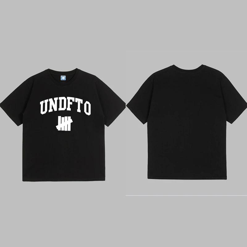 Trendy Brand Unbeaten Five Bar New Loose Short Sleeved Pure Cotton American High Street Round Neck Couple T-shirt Men's Ins