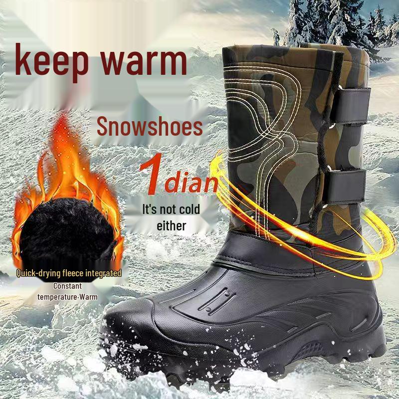 2024 Unisex Waterproof Velvet-Lined Black Snow Boots – Lightweight & Warm