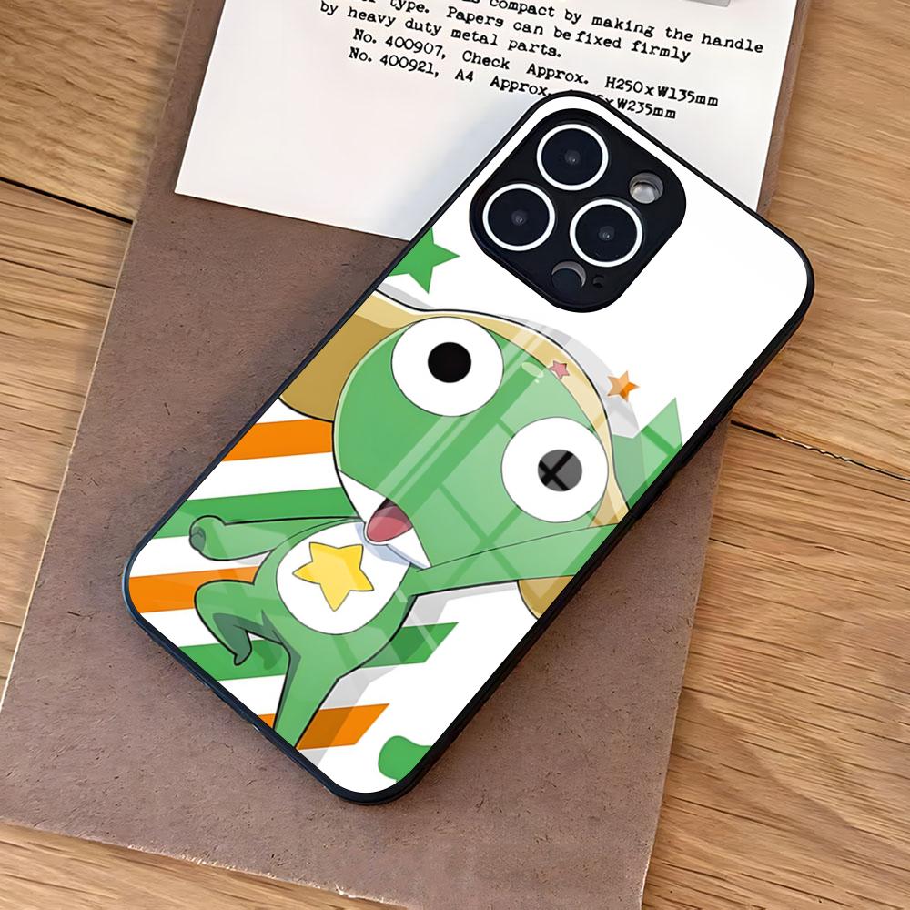 Keroro G-Gunsou Frog Phone Case For IPhone 17 Air 16 E Pro Max 15 14 13 Mini 12 Pro 11 Max Plus Black Glass Cover