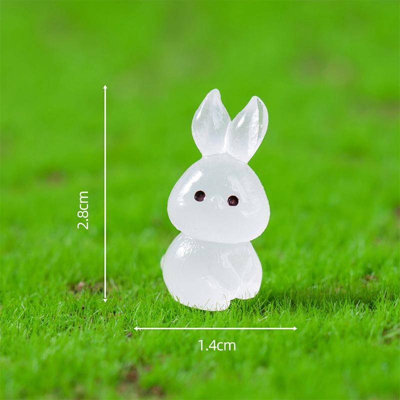 8Pcs Luminous Rabbit Miniature Figurines Fairy Garden Decoration 8 Postures Cute Bunny Home Decor Glow At Night Desk Ornaments