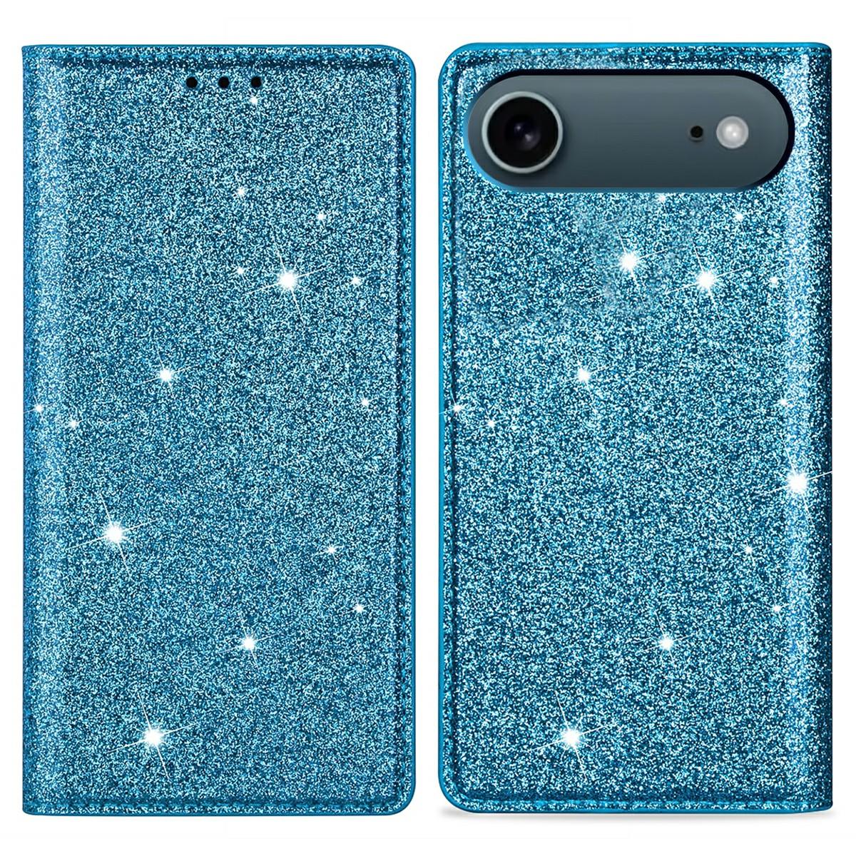 For iPhone Air Case Glittery PU Leather + TPU Card Slot Phone Cover B