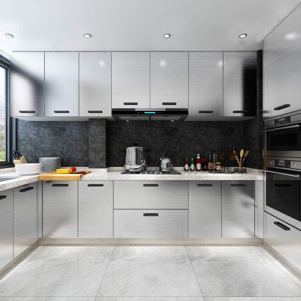 Self Adhesive Stainless Steel Contact Paper Metal Silver Adhesive Kitchen Cabinet Dishwasher Refrigerator Rust Proof Film