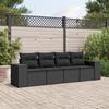 4 Piece Outdoor Sofa Set with Cushions Black Poly Rattan